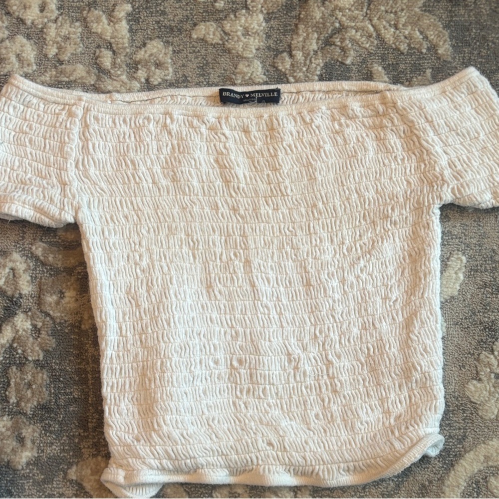 Brandy Melville Cream Off-Shoulder Sweater